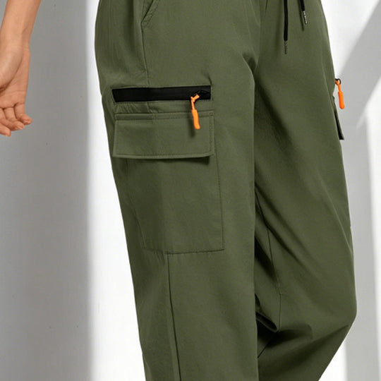 💥 Pockets Where You Need Them | Women's Drawstring Straight-Leg Cargo Pants