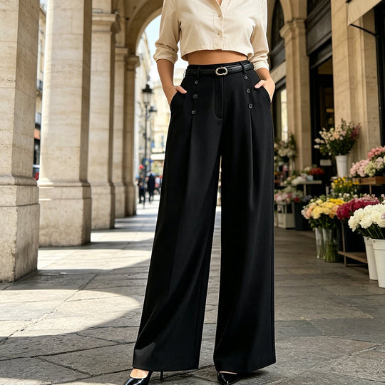 Women’s Elegant Double Breasted Wide-Leg Pants