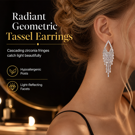 ✨ 30% OFF! 💎 Rhombus Cubic Zirconia Tassel Drop Earrings – Hypoallergenic S925 Sterling Silver Posts, Brilliant Crystal Fringes & Elegant Statement Design – Luxurious Shimmer for Every Occasion 🎀