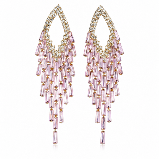✨ 30% OFF! 💎 Rhombus Cubic Zirconia Tassel Drop Earrings – Hypoallergenic S925 Sterling Silver Posts, Brilliant Crystal Fringes & Elegant Statement Design – Luxurious Shimmer for Every Occasion 🎀