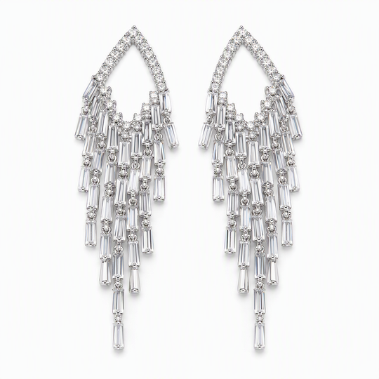 ✨ 30% OFF! 💎 Rhombus Cubic Zirconia Tassel Drop Earrings – Hypoallergenic S925 Sterling Silver Posts, Brilliant Crystal Fringes & Elegant Statement Design – Luxurious Shimmer for Every Occasion 🎀