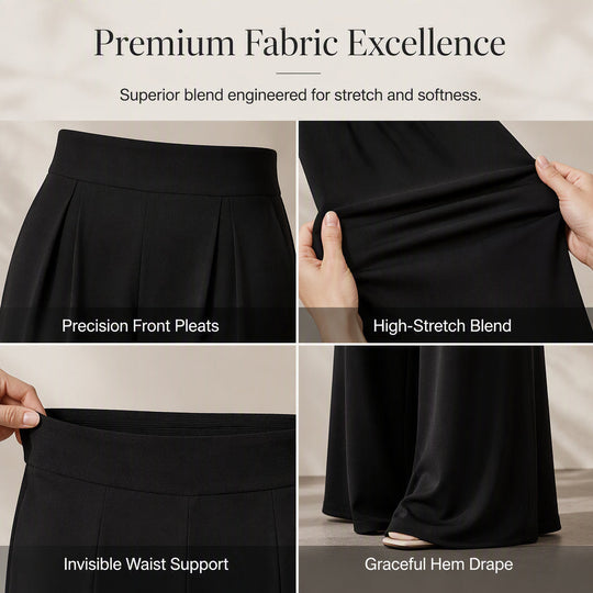 💼 Polished at Work, Effortless After | Women's Pleated High-Waist Wide-Leg Pants