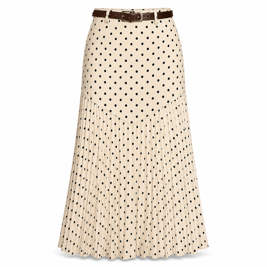 Women's High Waist Polka Dot Pleated Skirt