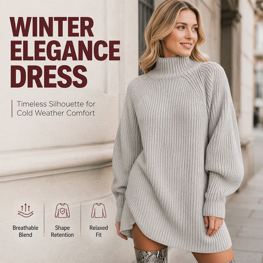 Women's Cozy Turtleneck Knit Sweater Dress