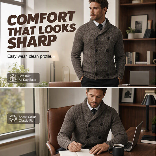 💕Free Shipping✈️Men's Double Breasted Shawl Collar Knit Cardigan