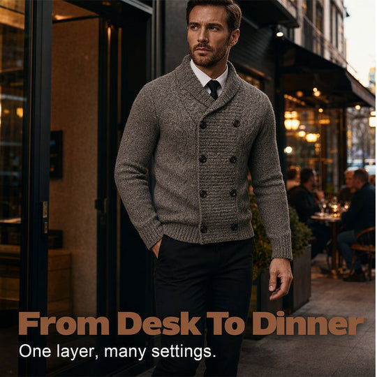 💕Free Shipping✈️Men's Double Breasted Shawl Collar Knit Cardigan