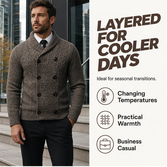 💕Free Shipping✈️Men's Double Breasted Shawl Collar Knit Cardigan