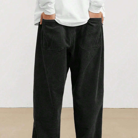 👖 Textured Everyday Style | Men’s Relaxed Straight-Leg Corduroy Pants