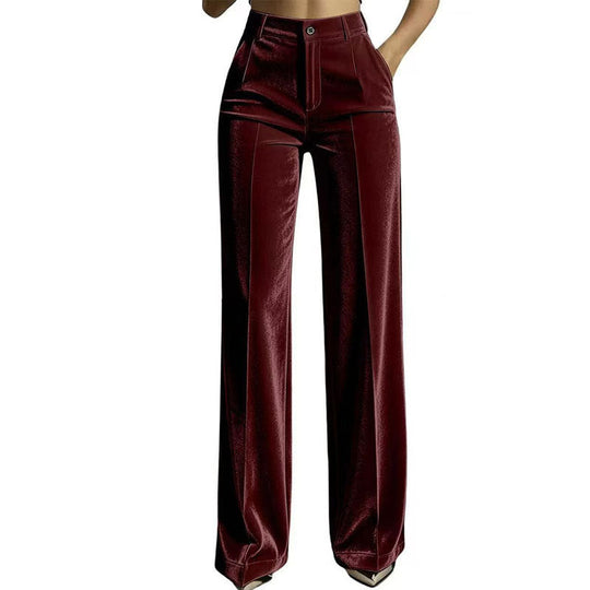 ✨ Effortless Polish | Women’s High-Waist Drapey Wide-Leg Pants with Side Pockets