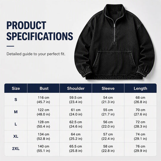 💙 Washed Denim, Relaxed Half-Zip Style | Women's Oversized Jacket