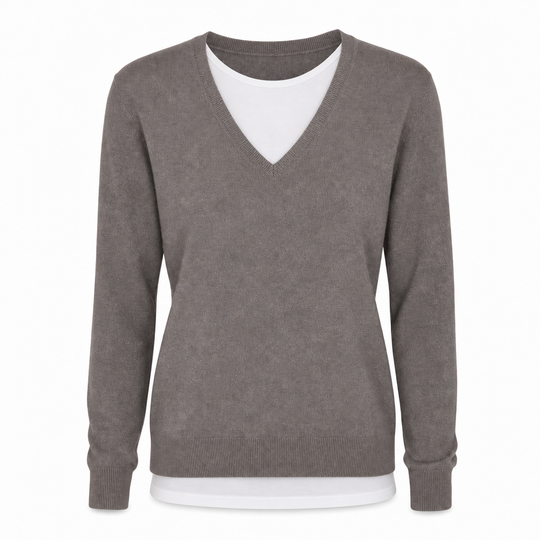 Women's Fake Two-Piece V-Neck Knit Top