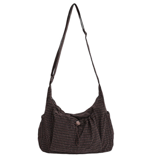 👜 Soft Shape, Standout Style | Plaid Ruched Cloud Bag with Adjustable Strap