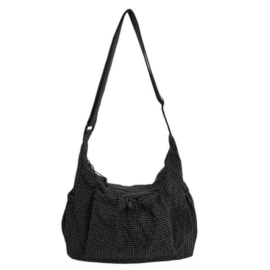 👜 Soft Shape, Standout Style | Plaid Ruched Cloud Bag with Adjustable Strap