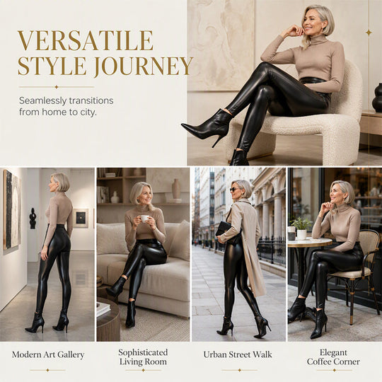 Women's High-Waisted PU Leather Leggings