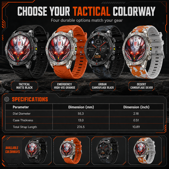 Rugged Smart Watch with Bluetooth Call & Health Monitor