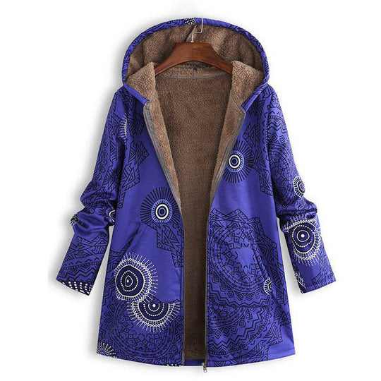 🍂 Artistic Everyday Style | Women’s Vintage Leaf Print Hooded Coat