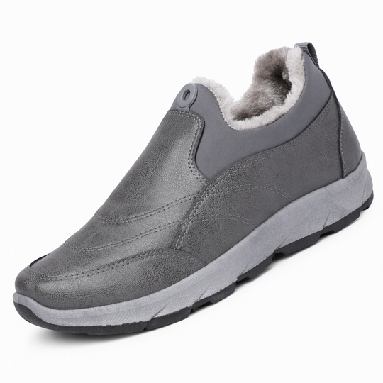 Men's Winter Fleece Lined Waterproof Slip On Shoes Non Slip Soft Sole Warm Casual Cotton Cloth Shoes for Seniors