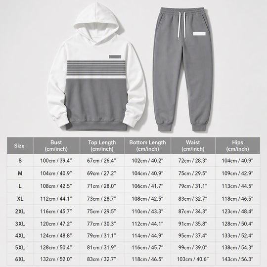 Men's Casual Color-Block Hoodie and Pants Set