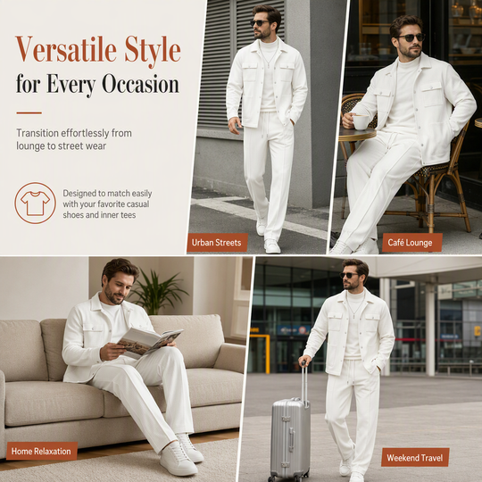 ⏰ 50% discount on season change - quality at half price!✨Men's Casual Waffle Knit Jacket and Pants Set