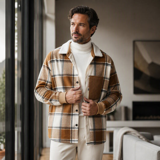 Men's Casual Plaid Shirt Jacket
