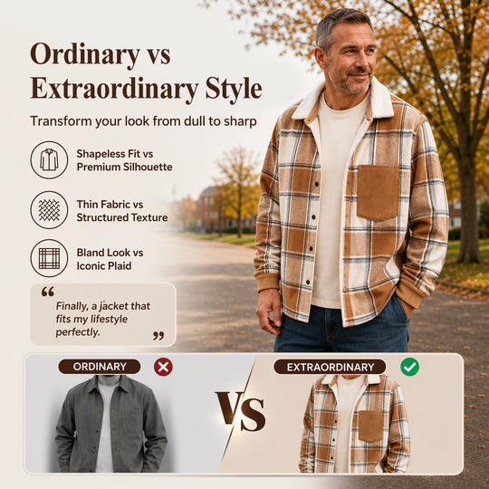 Men's Casual Plaid Shirt Jacket