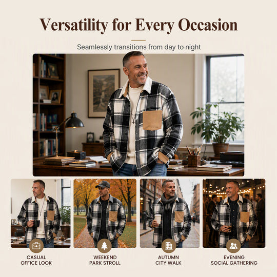 Men's Casual Plaid Shirt Jacket