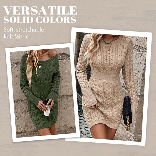 Cable Knit Bodycon Mini Sweater Dress