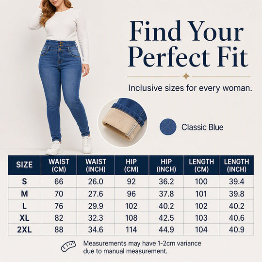 Women's High-Waisted Warm-Lined Skinny Jeans