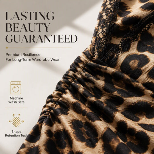 🖤Black Friday Sale:50% OFF 🐆 Lace V-Neck, Curve-Flattering Ruched Fit | Women's Leopard Midi Dress