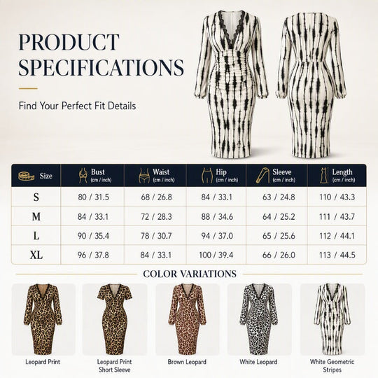 🖤Black Friday Sale:50% OFF 🐆 Lace V-Neck, Curve-Flattering Ruched Fit | Women's Leopard Midi Dress