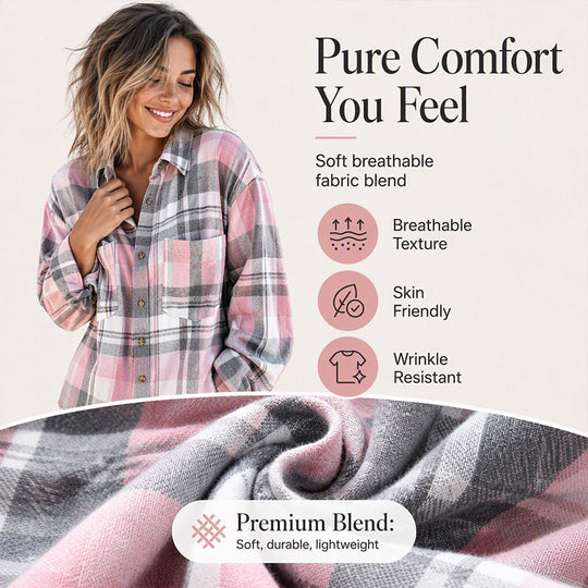 Women's Plaid Mid-Length Shirt Jacket