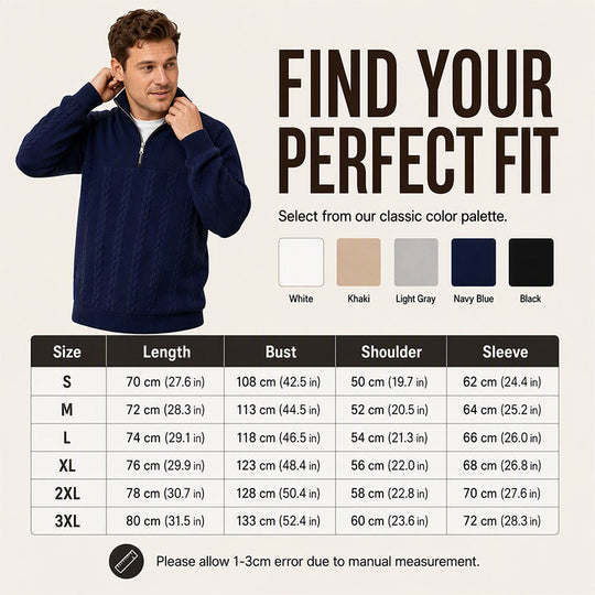 Men's Casual Jacquard Half-Zip Sweatshirt