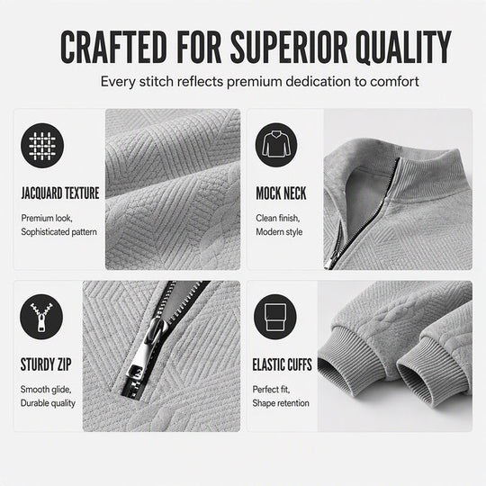 Men's Casual Jacquard Half-Zip Sweatshirt
