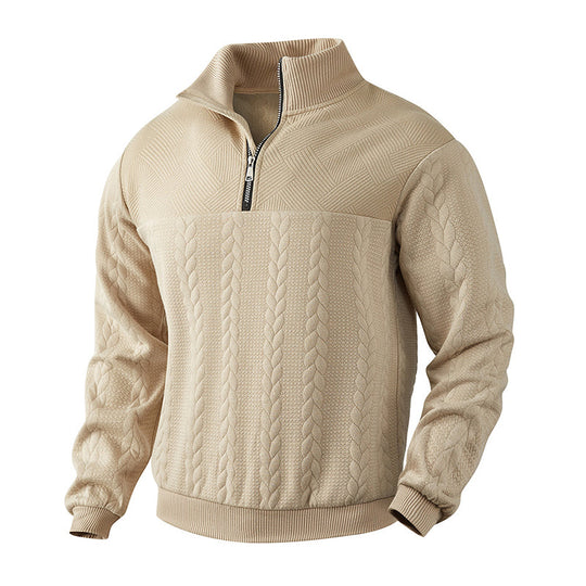 Men's Casual Jacquard Half-Zip Sweatshirt