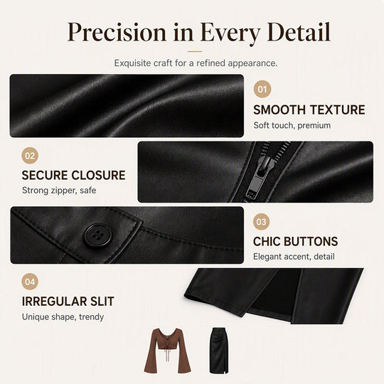 Women's Chic Irregular Side Slit PU Leather Skirt