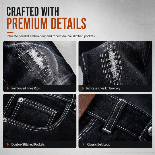 🖤Black Friday Sale:50% OFF🖤👖 Rugged Stretch | Men’s Slim-Fit Ripped Denim Jeans