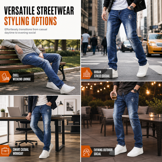 🖤Black Friday Sale:50% OFF🖤👖 Rugged Stretch | Men’s Slim-Fit Ripped Denim Jeans