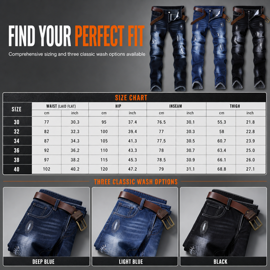 🖤Black Friday Sale:50% OFF🖤👖 Rugged Stretch | Men’s Slim-Fit Ripped Denim Jeans