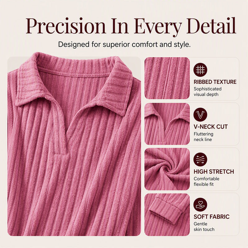 Women's Cozy V-Neck Ribbed Knit Sweater