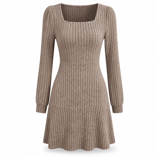 Women's Square Neck Babydoll Dress with Pockets
