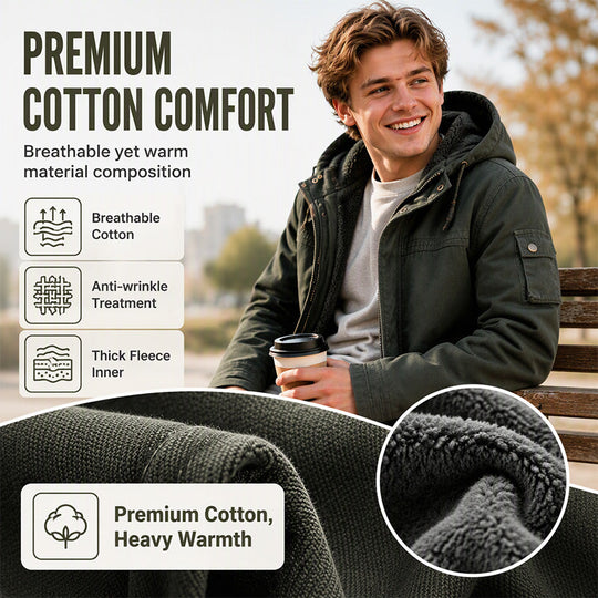 Men's Plush-Lined Hooded Utility Jacket