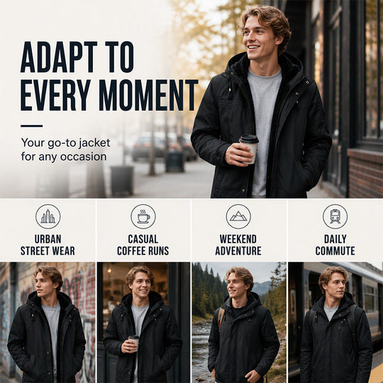 Men's Plush-Lined Hooded Utility Jacket