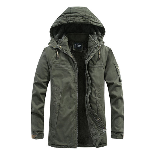 Men's Plush-Lined Hooded Utility Jacket