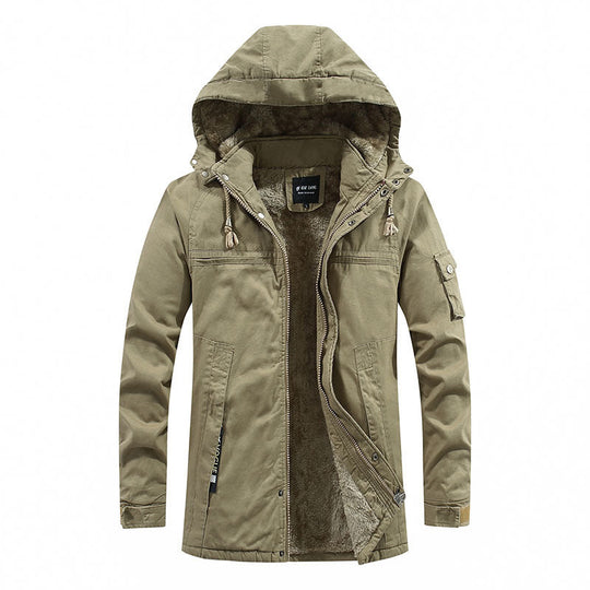 Men's Plush-Lined Hooded Utility Jacket