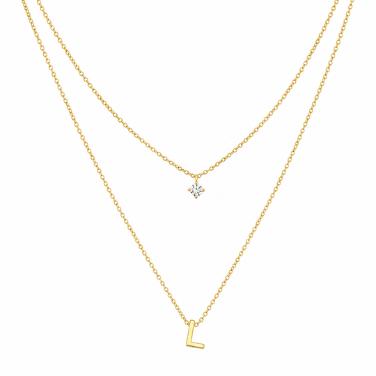Double Layer A-Z Initial Minimalist Shiny Rhinestone Clavicle Chain