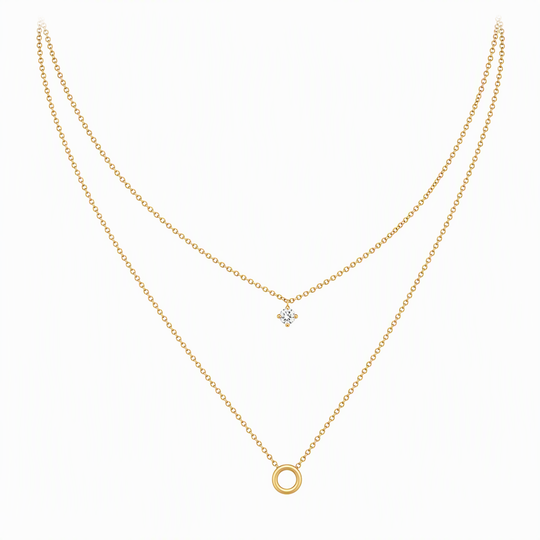 Double Layer A-Z Initial Minimalist Shiny Rhinestone Clavicle Chain