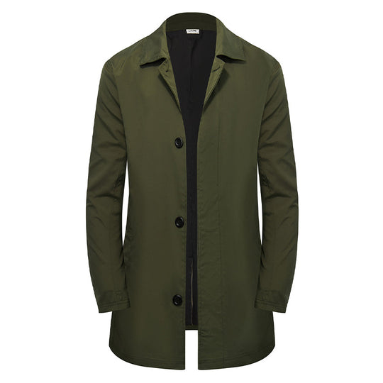 ✨Men's Minimalist Single-Breasted Mid-Length Coat – Clean Lines, Modern Fit, Everyday Elegance