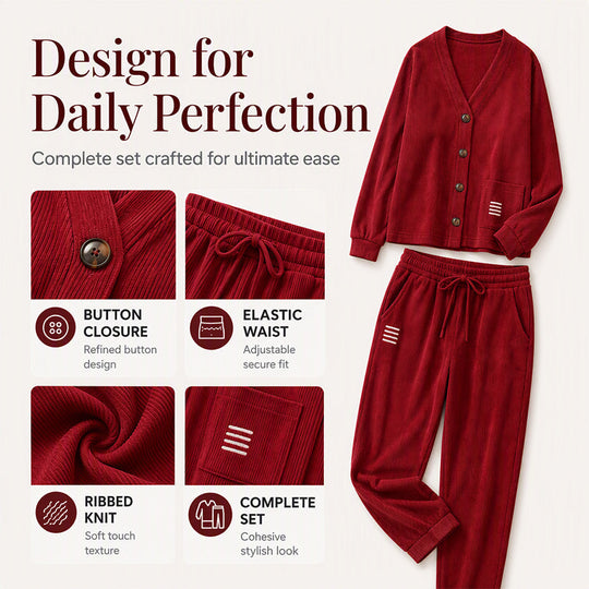 🤎 Textured Corduroy, Effortless Matching Style | Women's 2-Piece Set
