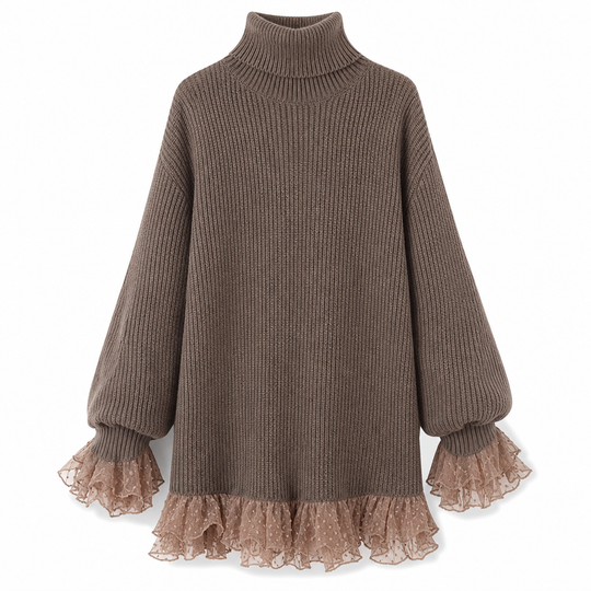 ✨ Feminine Knit Detail | Women’s Oversized Mock Neck Sweater Dress