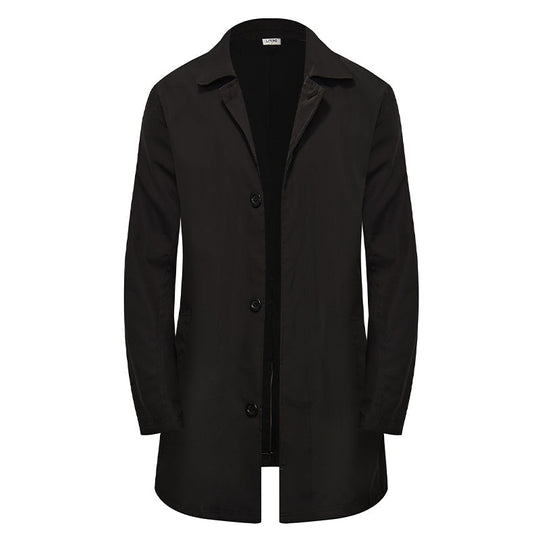 Men's Minimalist Single-Breasted Mid-Length Coat